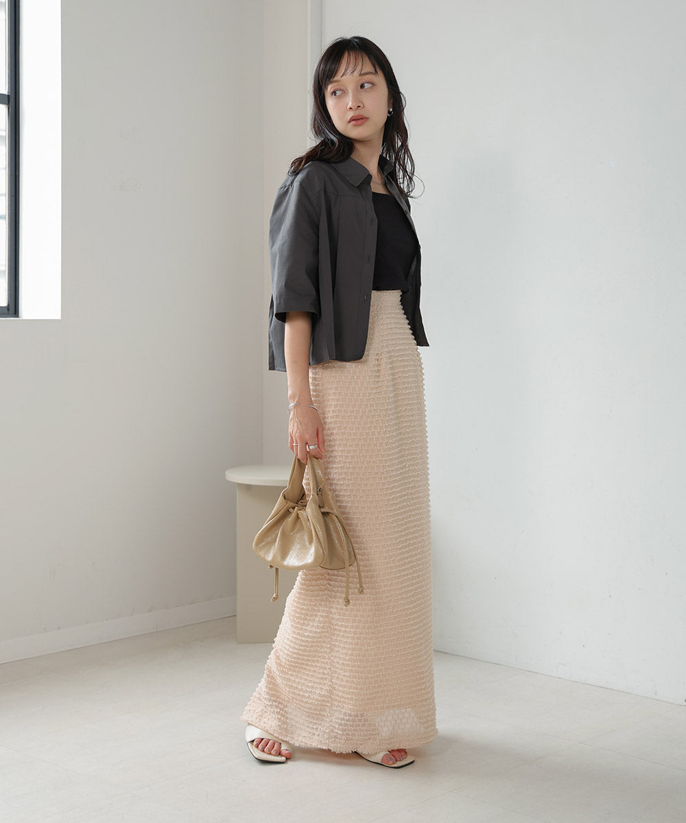 プリーツシャツブラウス