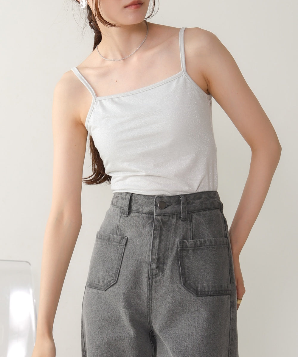 水光ラメカップ付きキャミソール