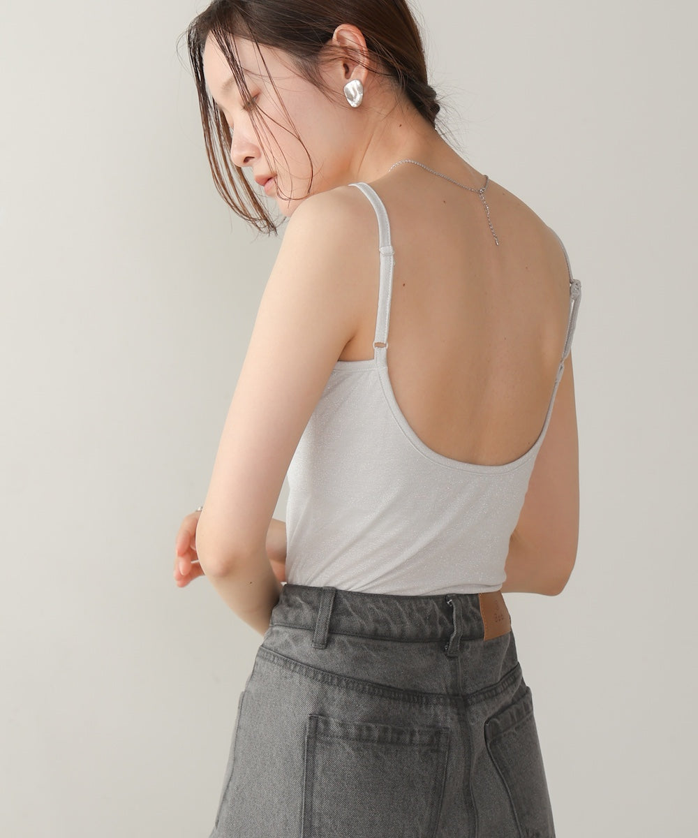 水光ラメカップ付きキャミソール