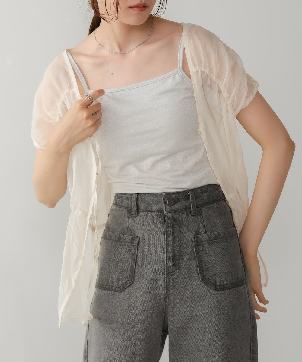 水光ラメカップ付きキャミソール