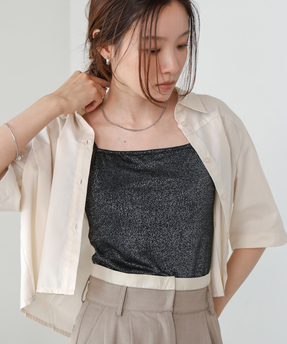 水光ラメカップ付きキャミソール