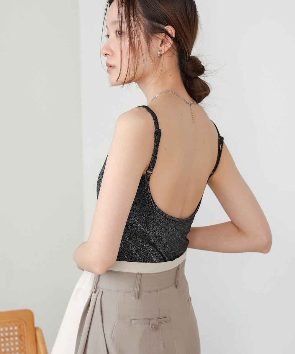水光ラメカップ付きキャミソール