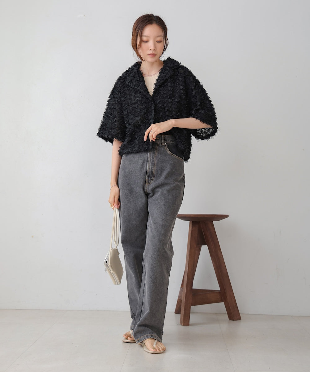 フリルジャガードシャツジャケット
