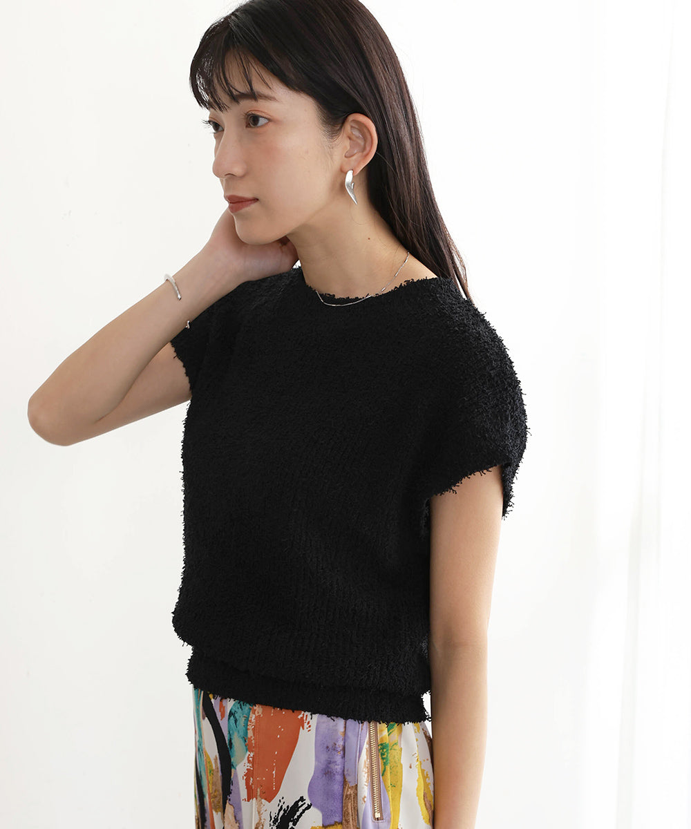 ロングパイルヤーンショートスリーブプル