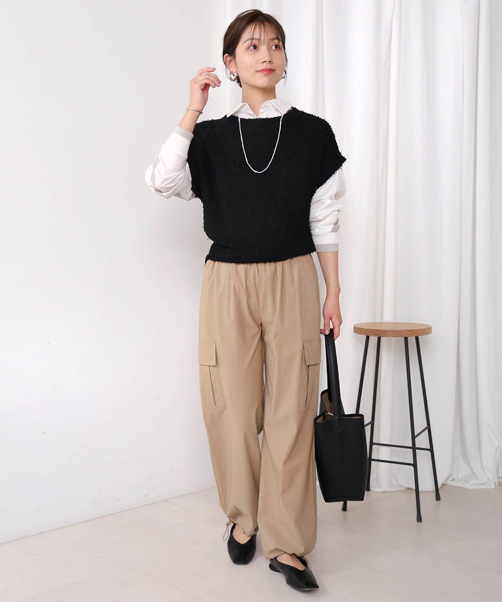 ロングパイルヤーンショートスリーブプル