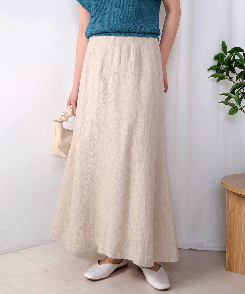 リネン100%パネルスカート