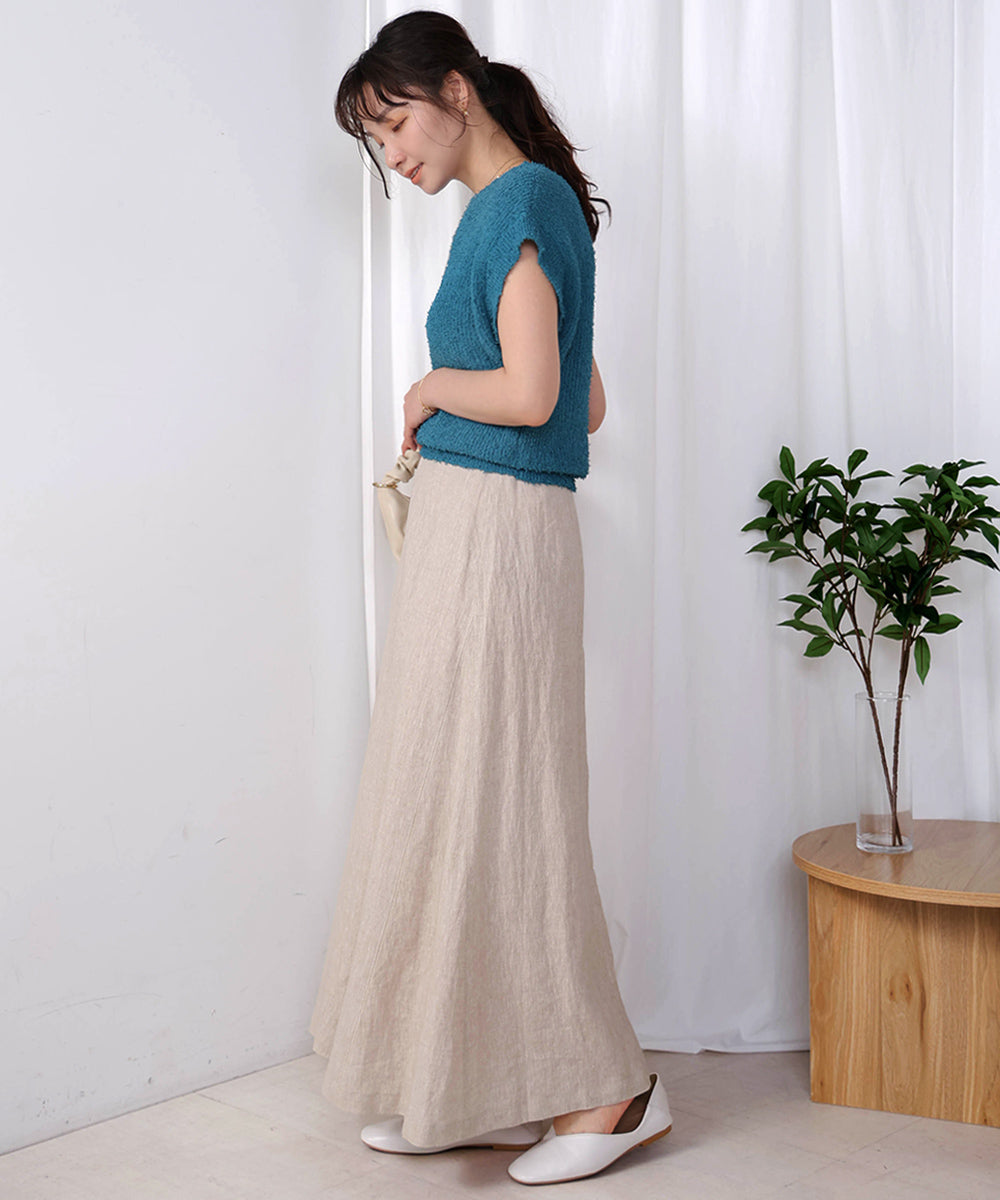 リネン100%パネルスカート