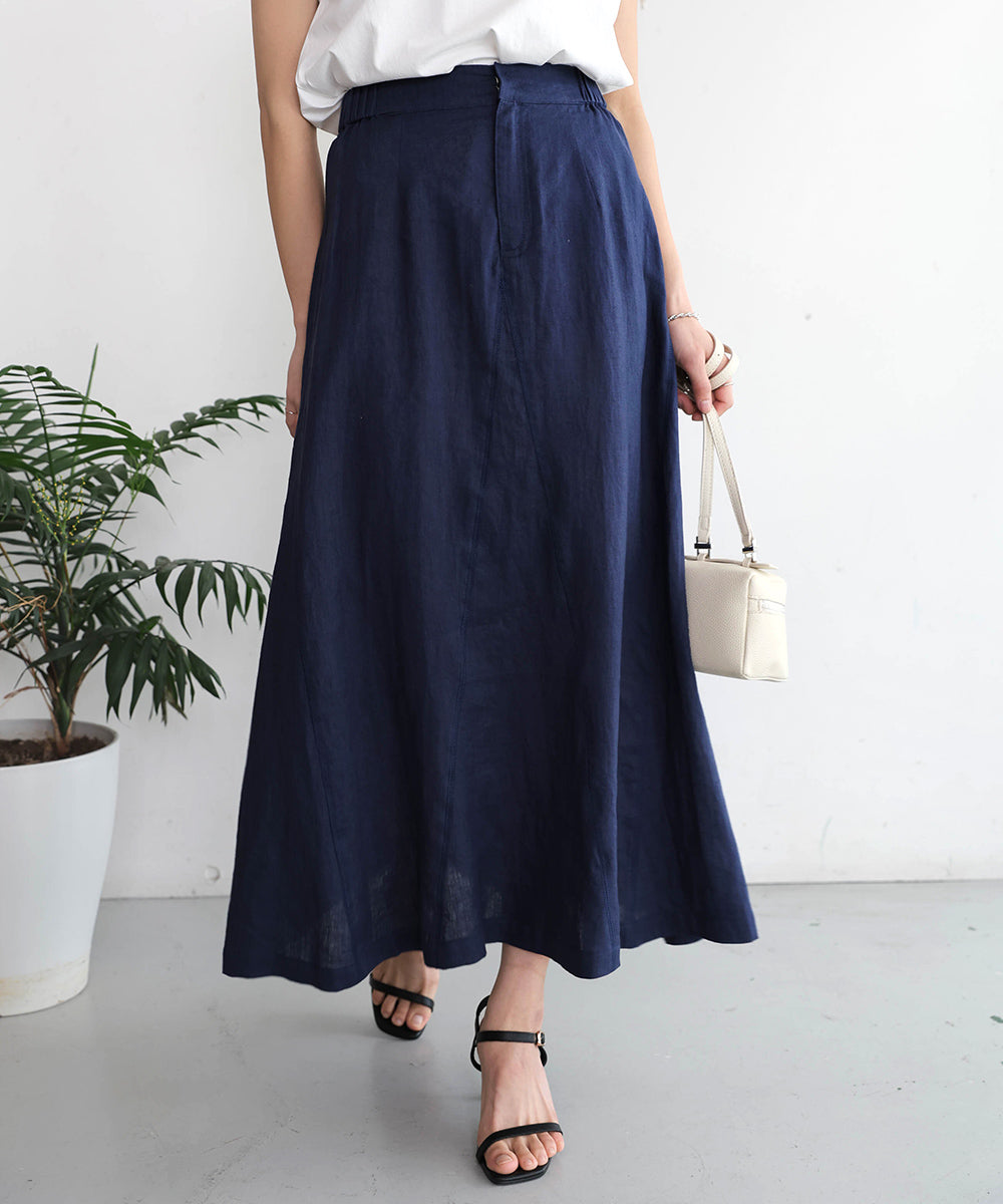 リネン100%パネルスカート