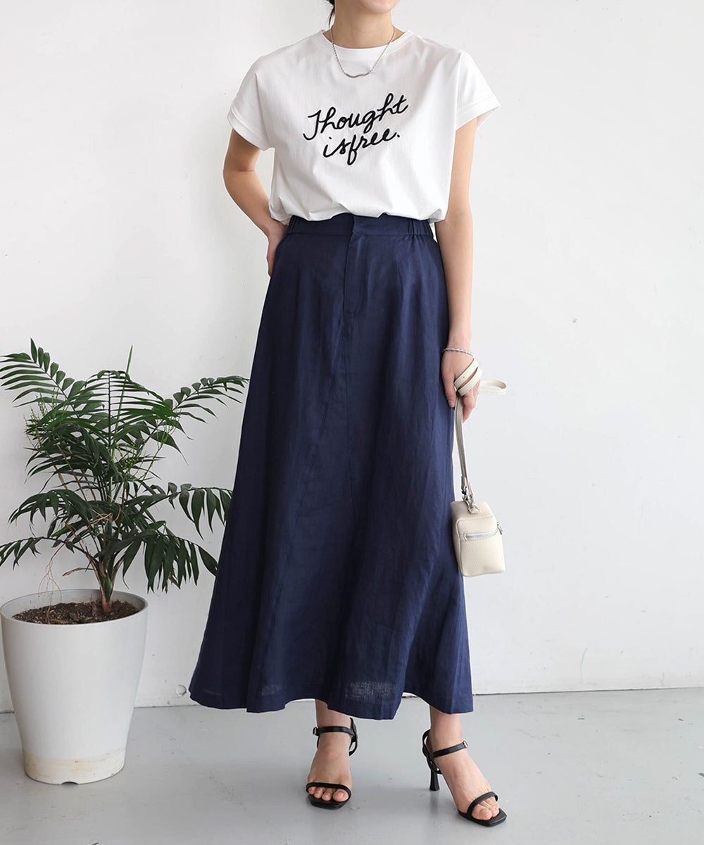 リネン100%パネルスカート