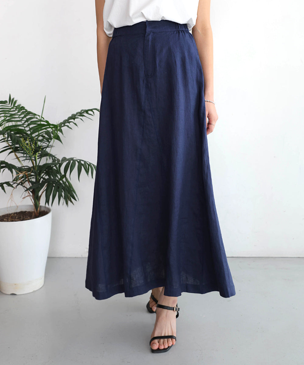リネン100%パネルスカート