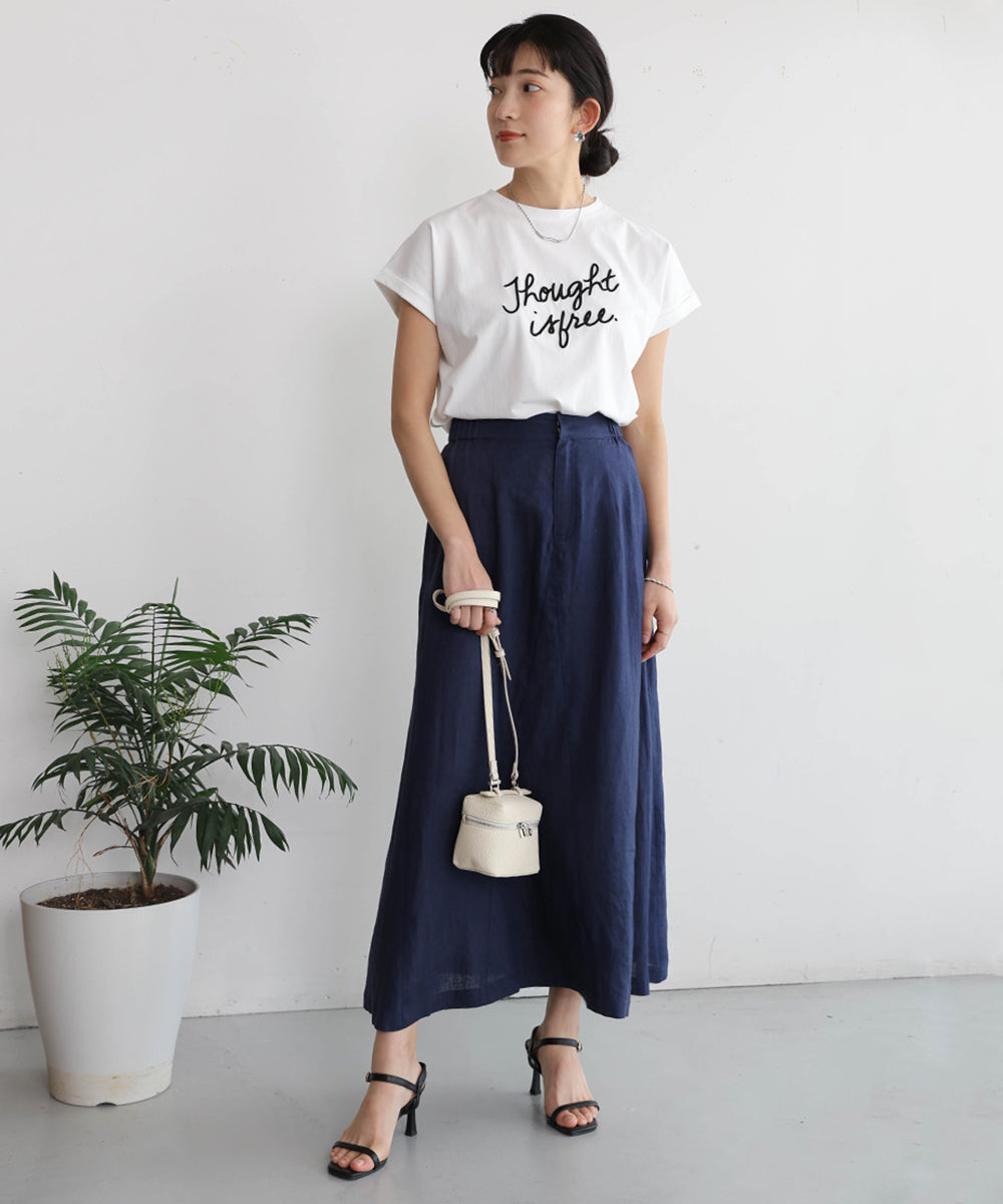 リネン100%パネルスカート