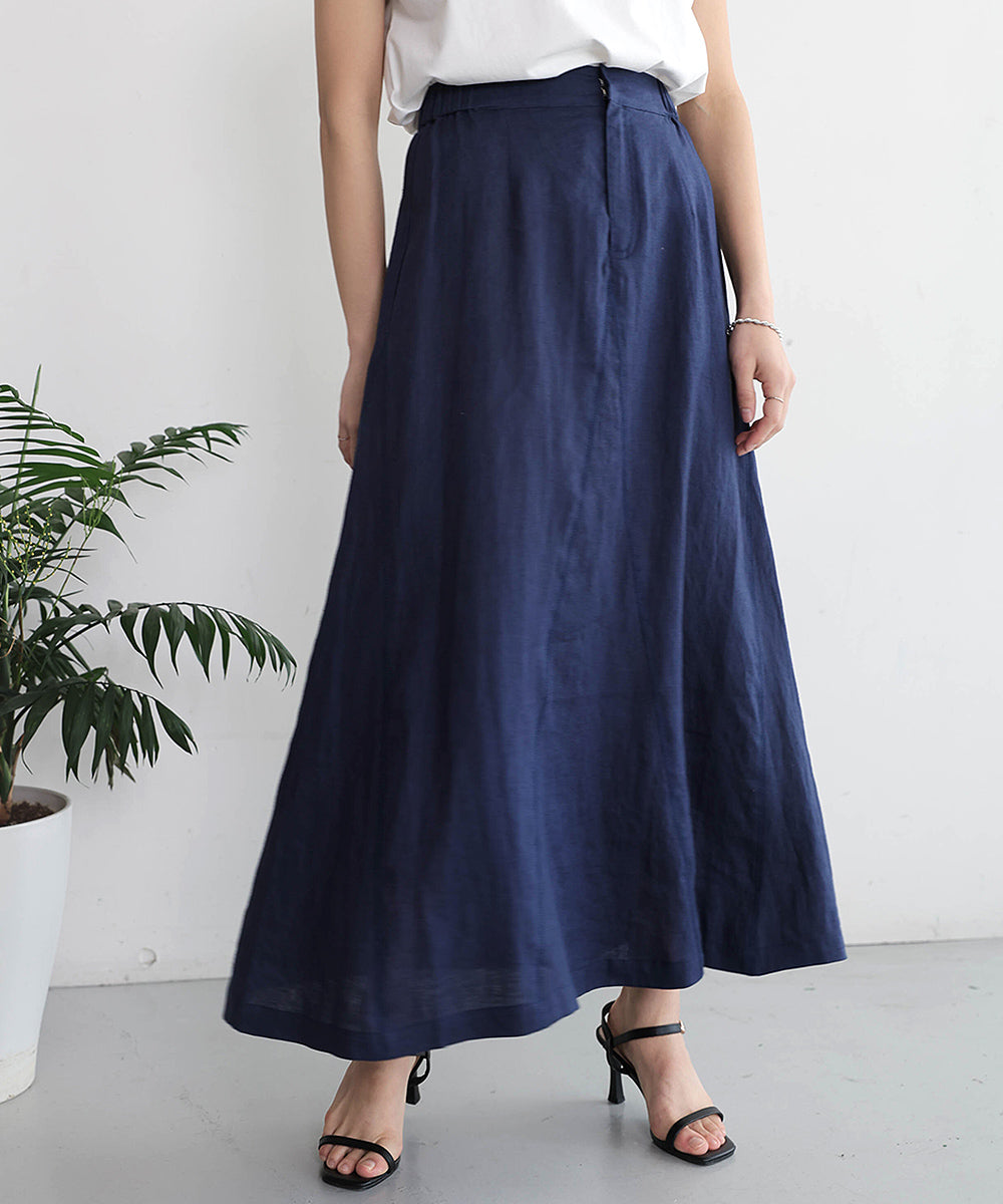 リネン100%パネルスカート