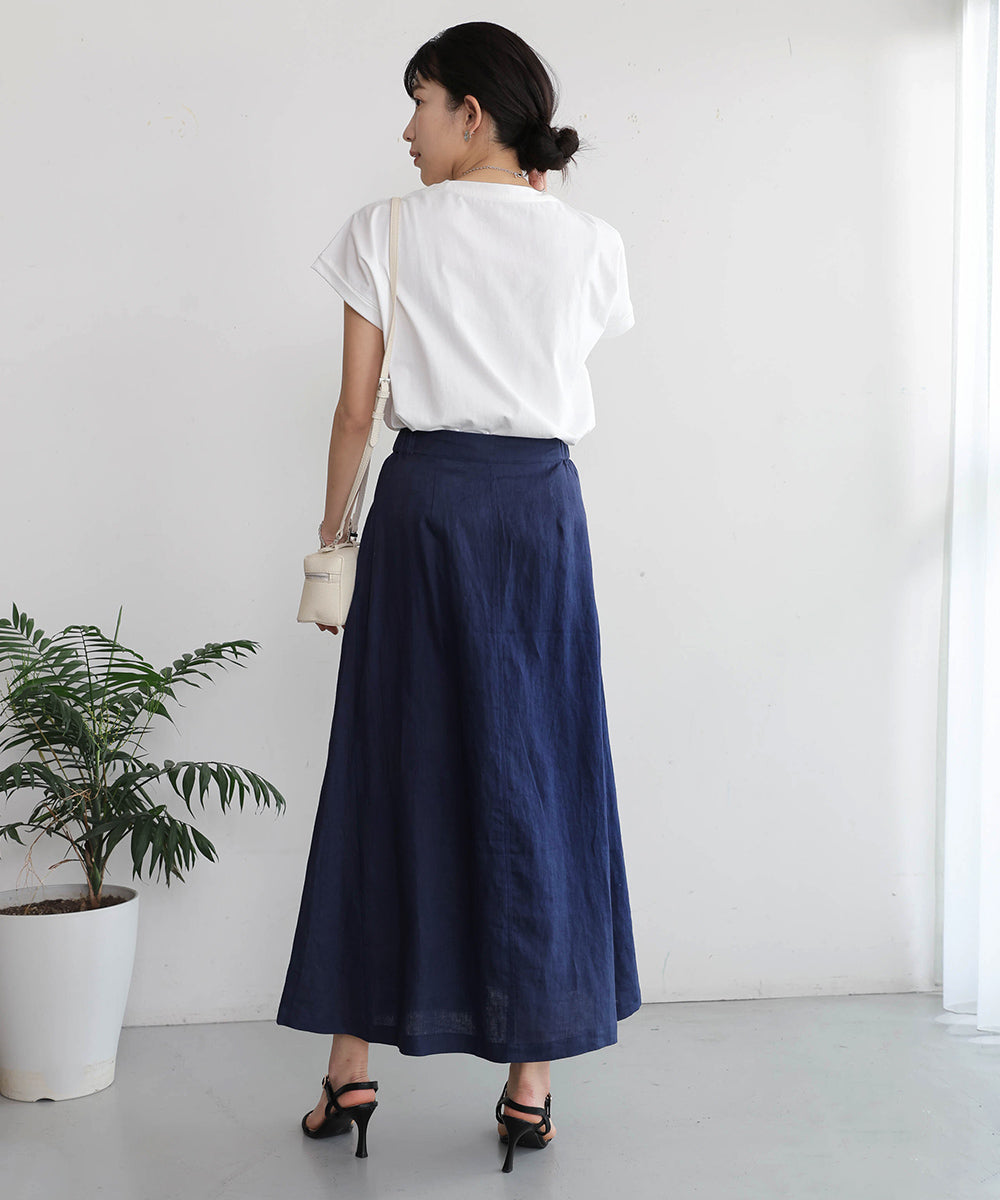 リネン100%パネルスカート