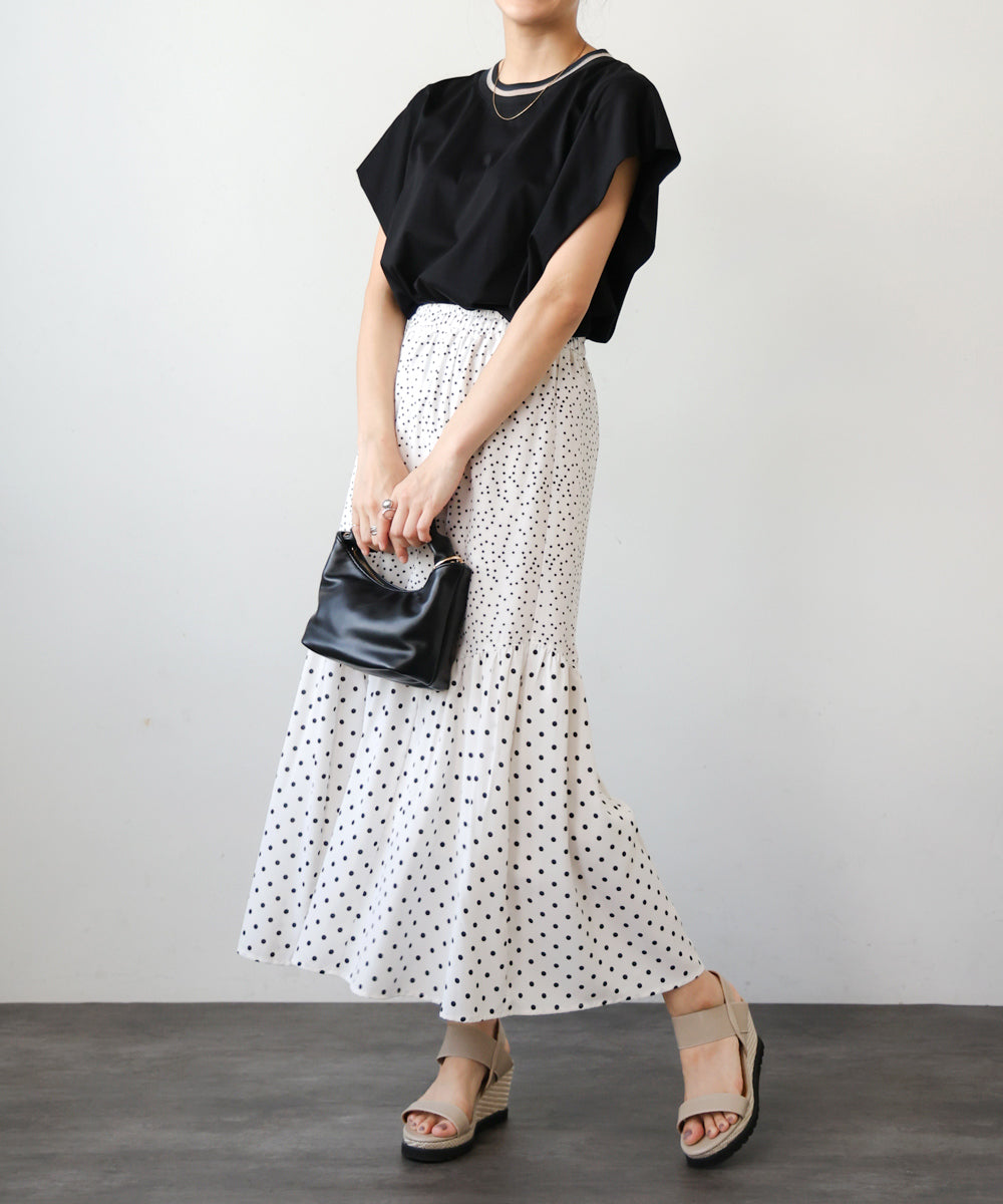【WEB限定】ドットコンビギャザースカート