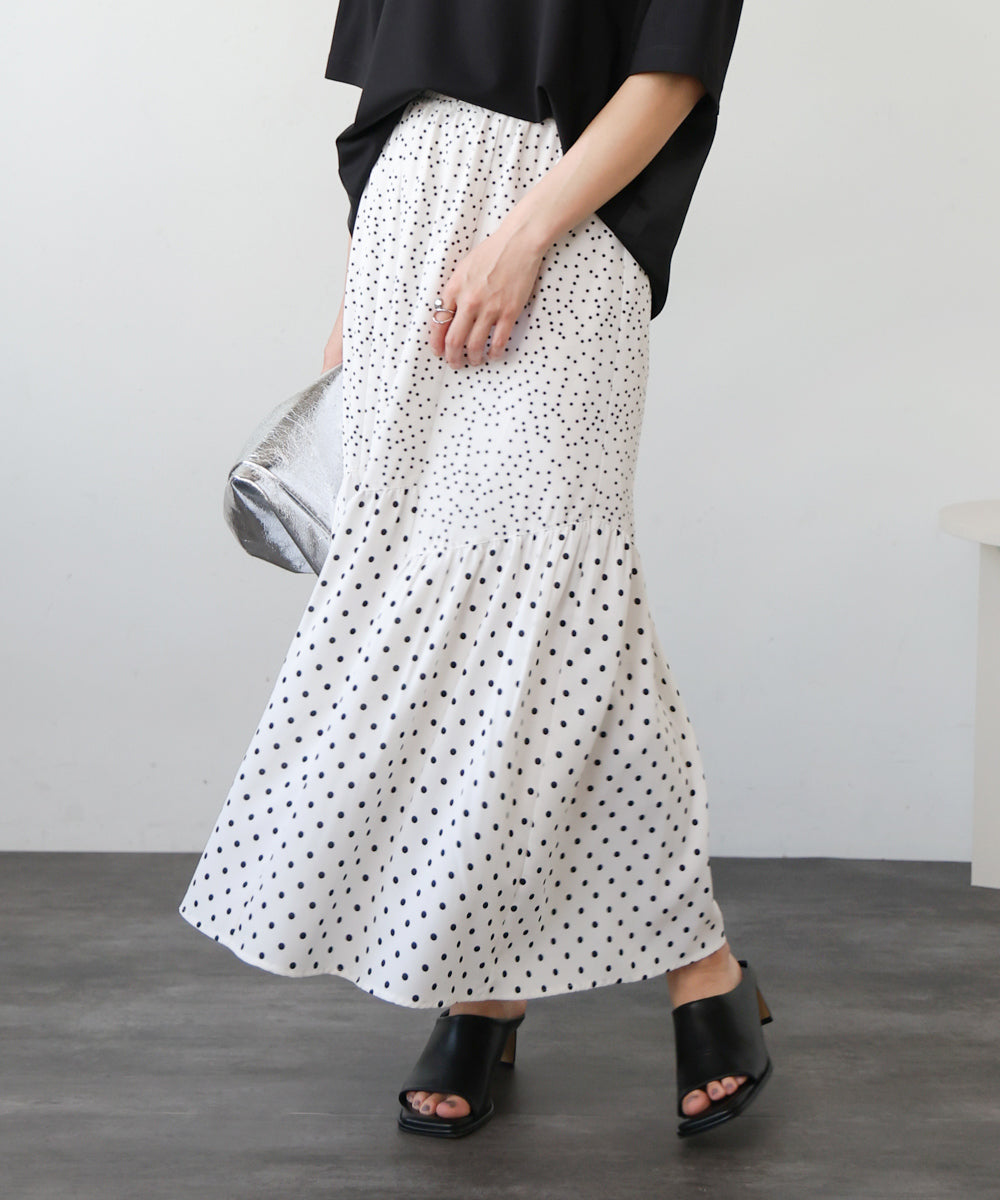 【WEB限定】ドットコンビギャザースカート