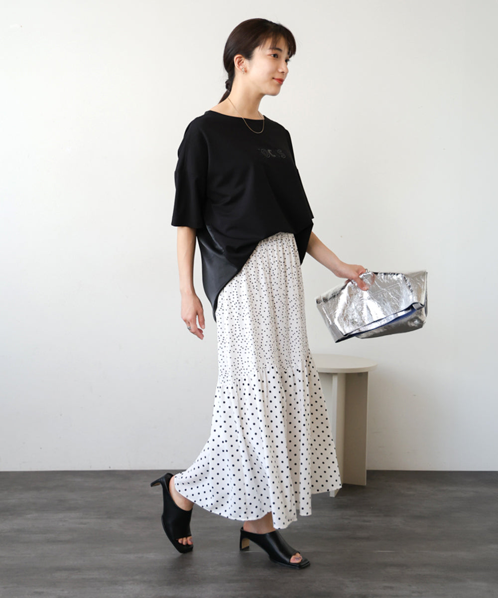 【WEB限定】ドットコンビギャザースカート