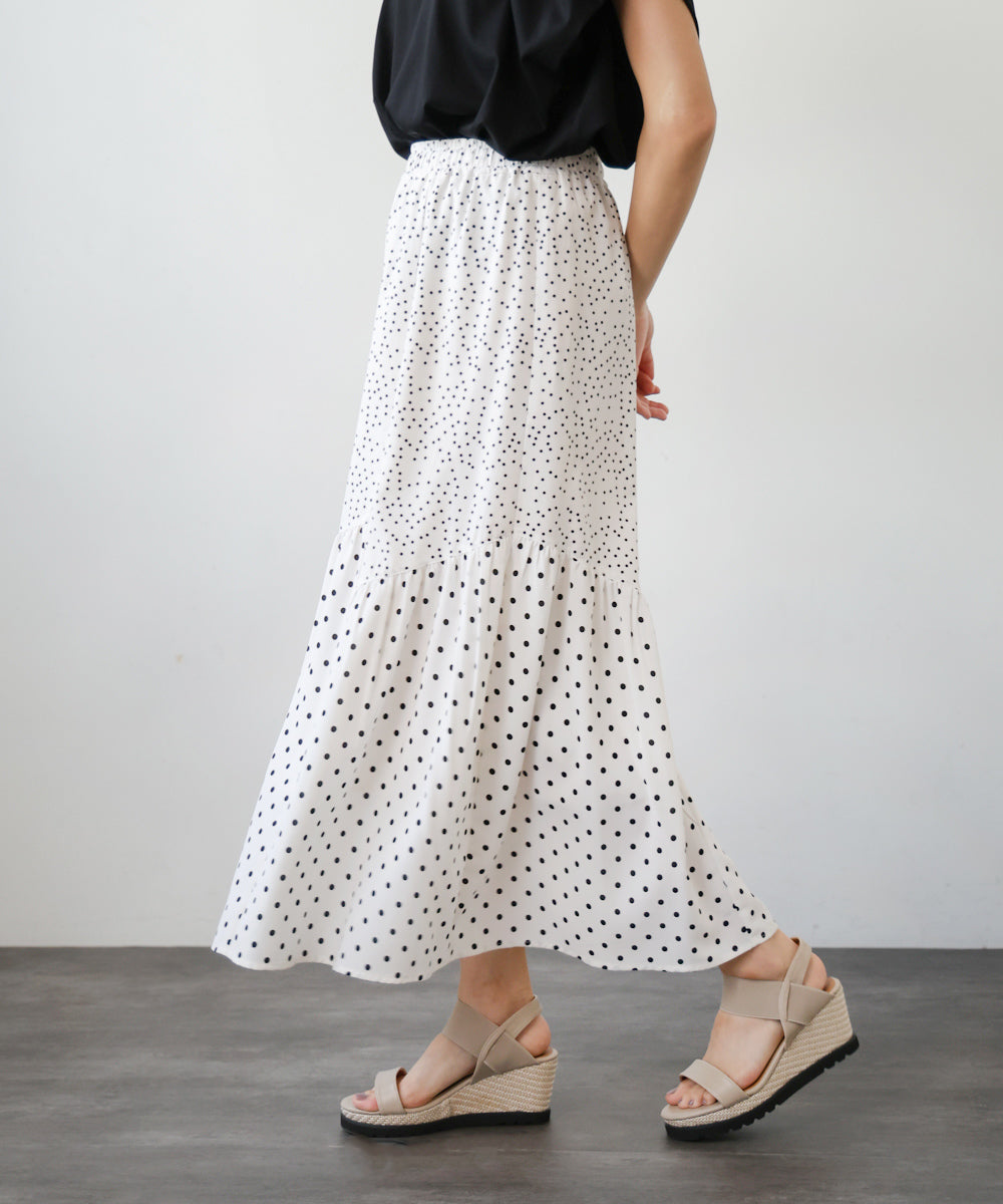 【WEB限定】ドットコンビギャザースカート