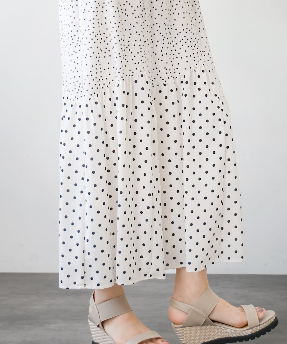 【WEB限定】ドットコンビギャザースカート