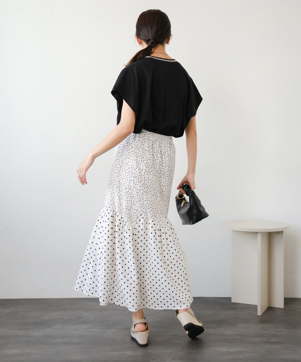 【WEB限定】ドットコンビギャザースカート
