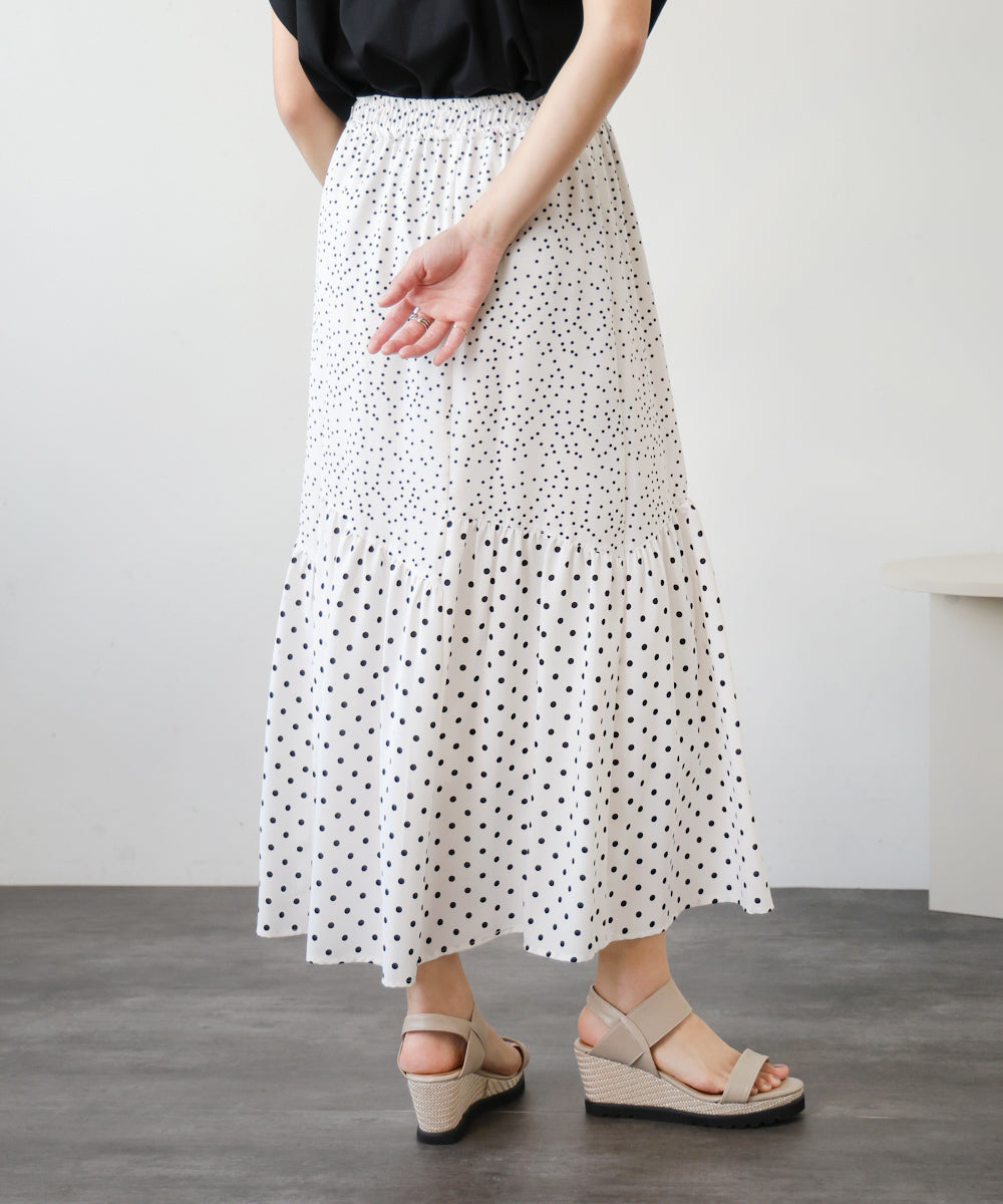 【WEB限定】ドットコンビギャザースカート