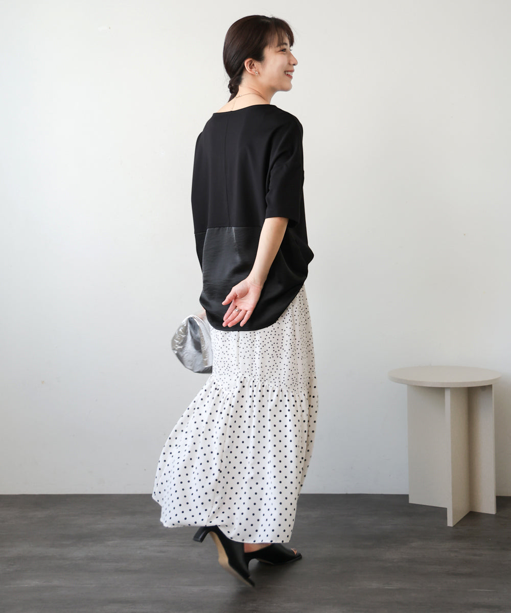 【WEB限定】ドットコンビギャザースカート