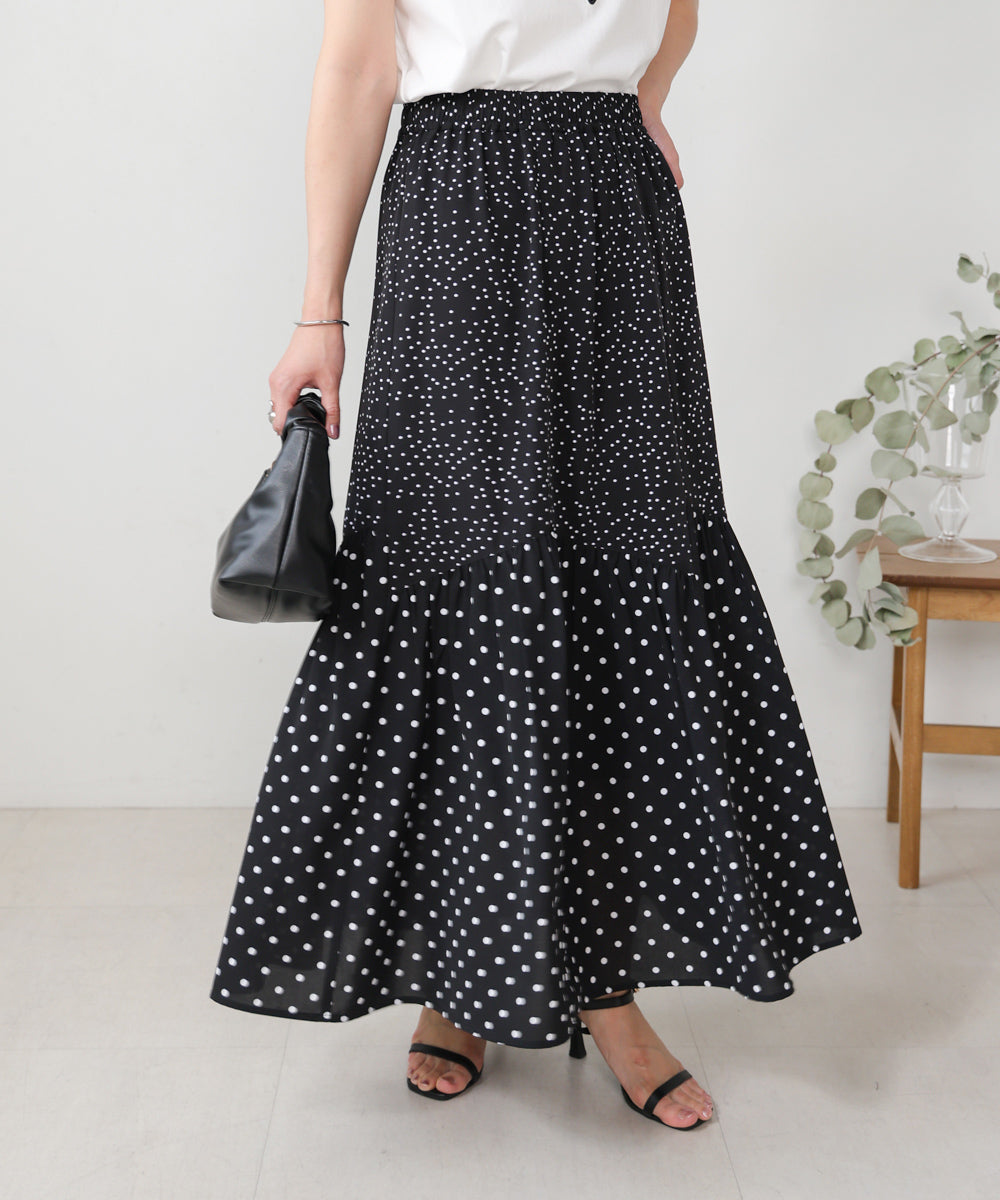 【WEB限定】ドットコンビギャザースカート