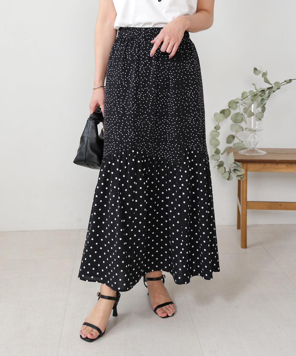 【WEB限定】ドットコンビギャザースカート