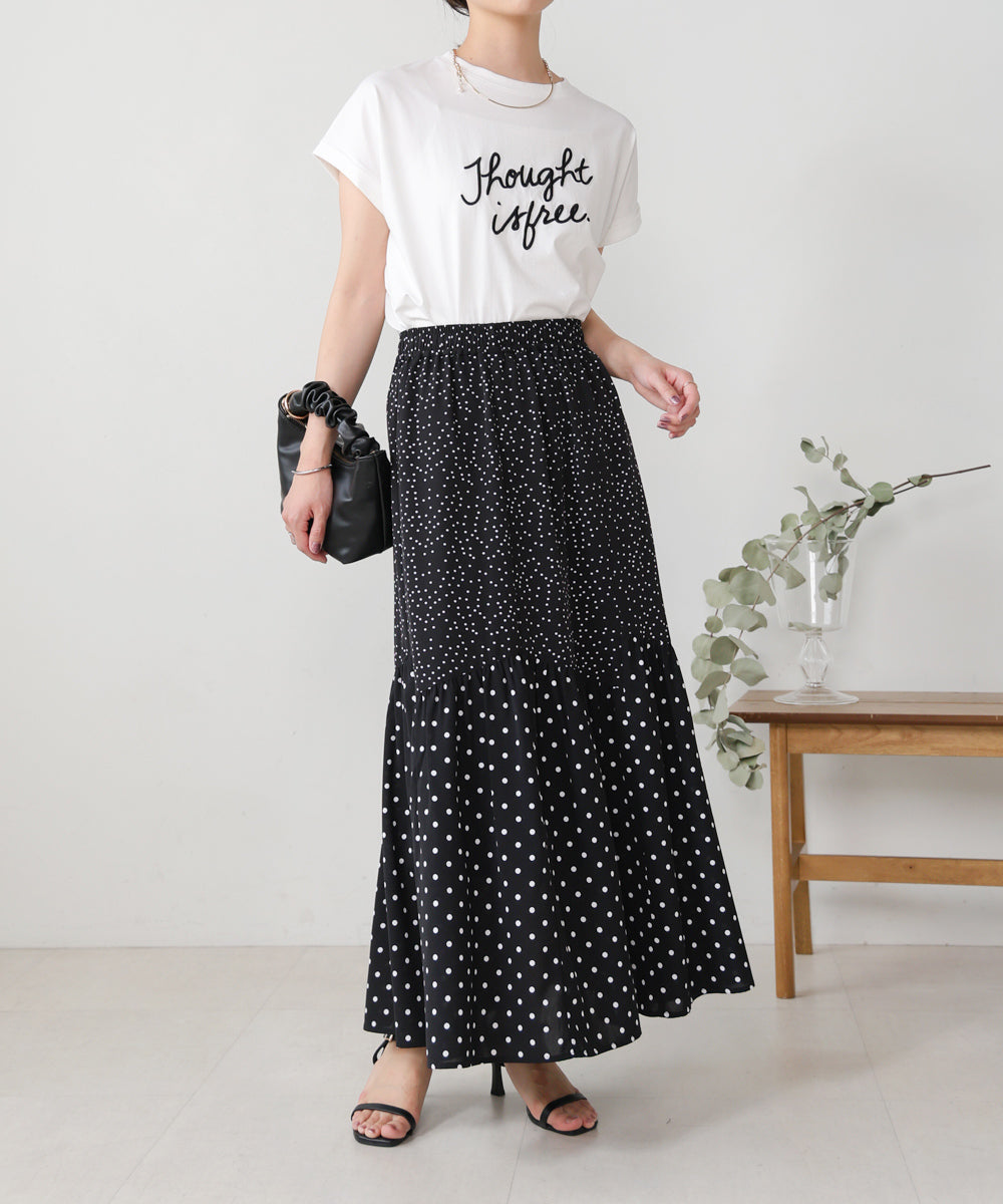 【WEB限定】ドットコンビギャザースカート