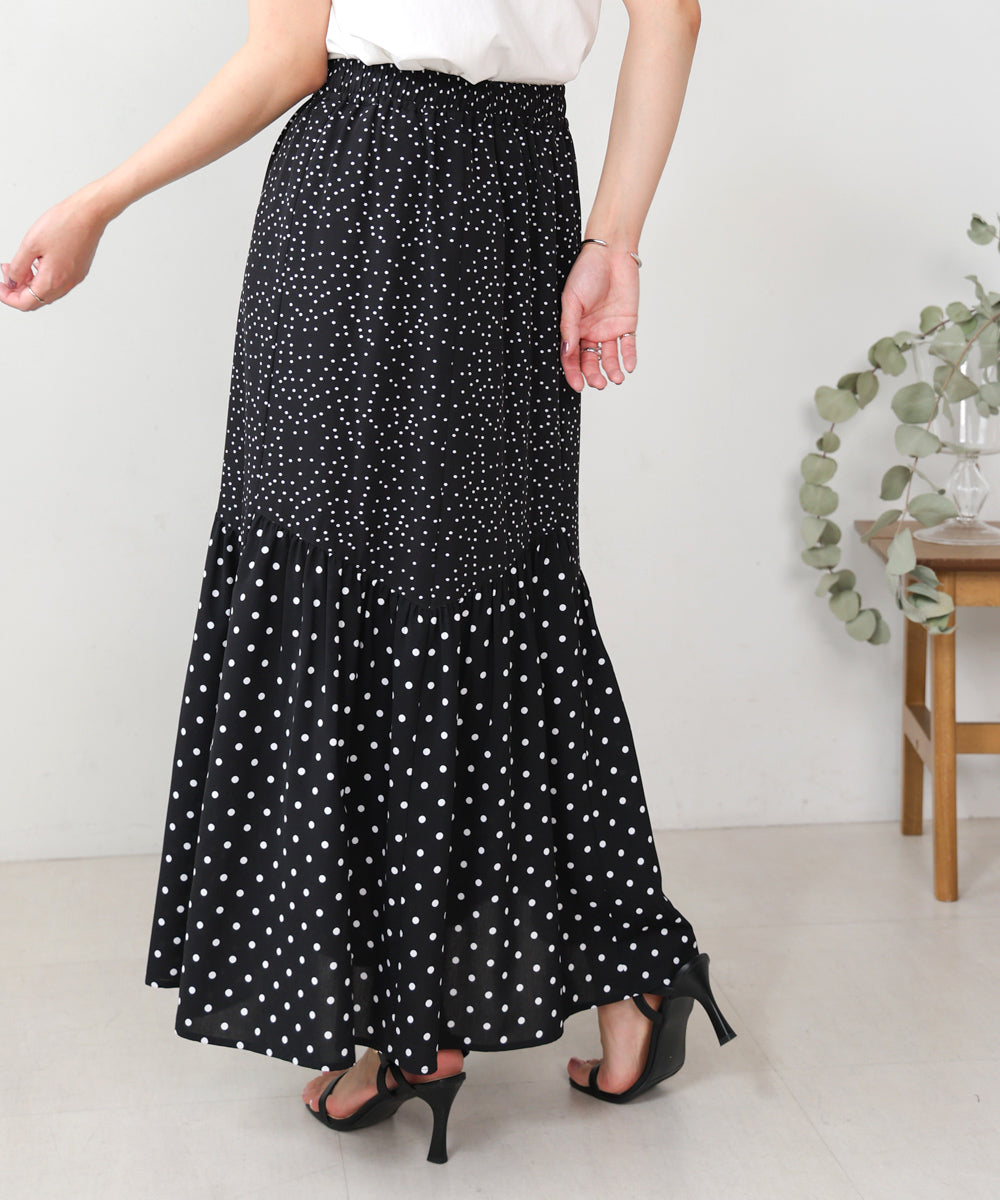 【WEB限定】ドットコンビギャザースカート
