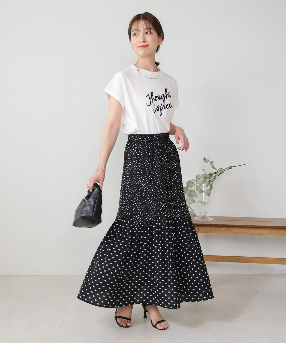 【WEB限定】ドットコンビギャザースカート