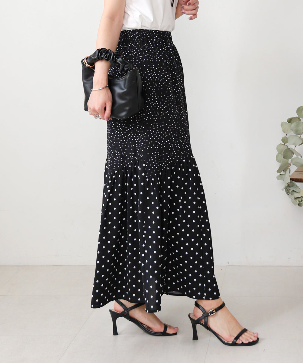 【WEB限定】ドットコンビギャザースカート