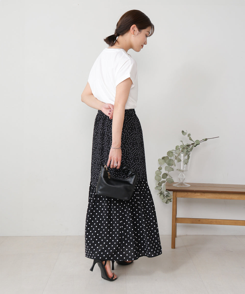 【WEB限定】ドットコンビギャザースカート