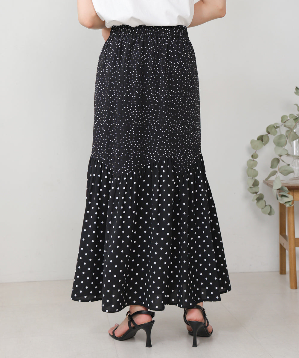 【WEB限定】ドットコンビギャザースカート