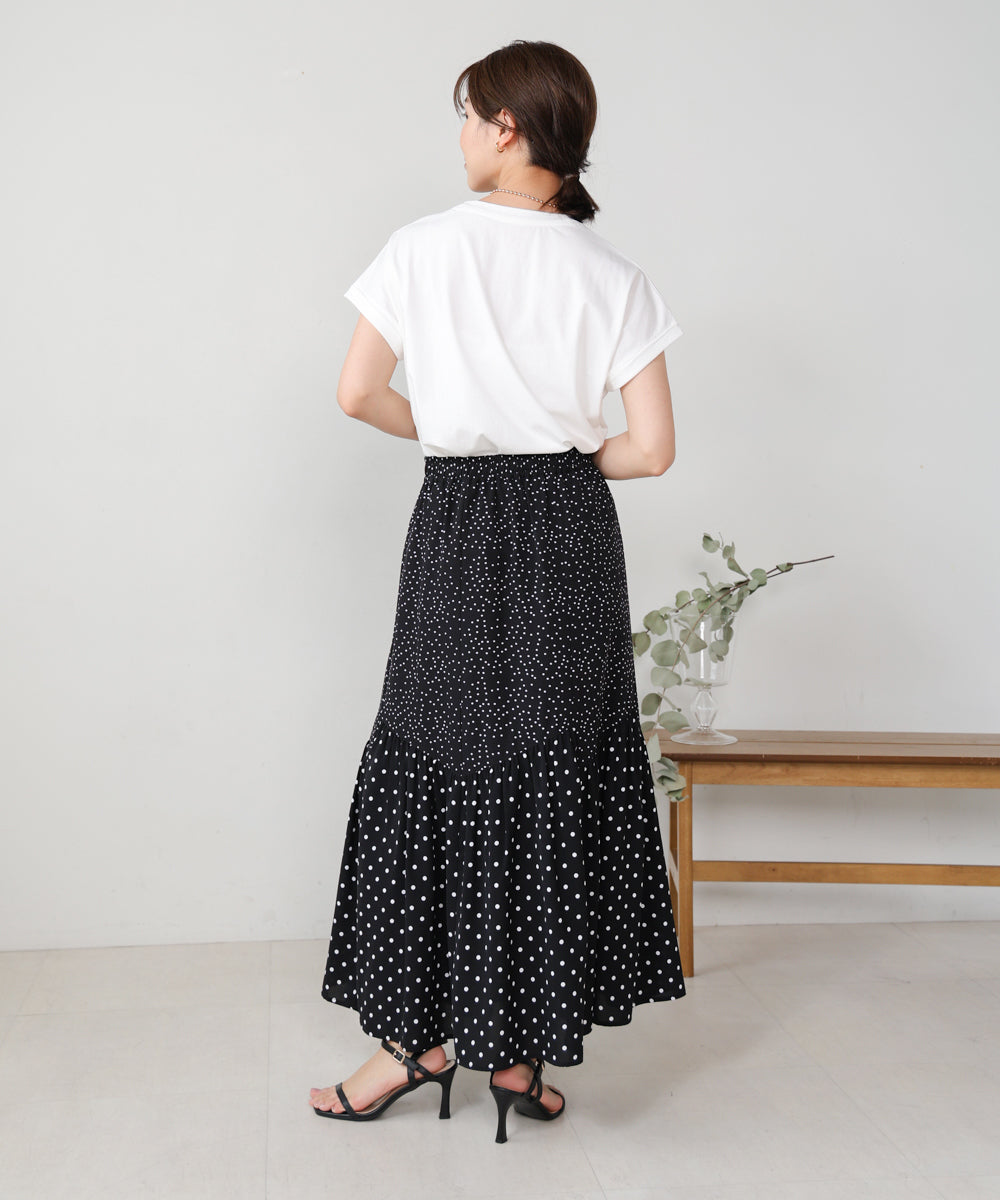 【WEB限定】ドットコンビギャザースカート
