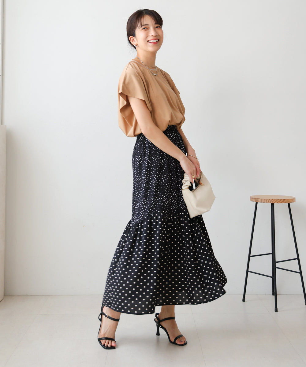【WEB限定】ドットコンビギャザースカート