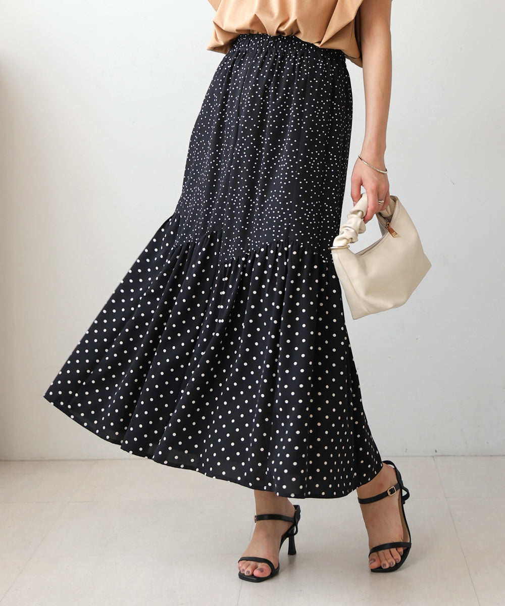 【WEB限定】ドットコンビギャザースカート