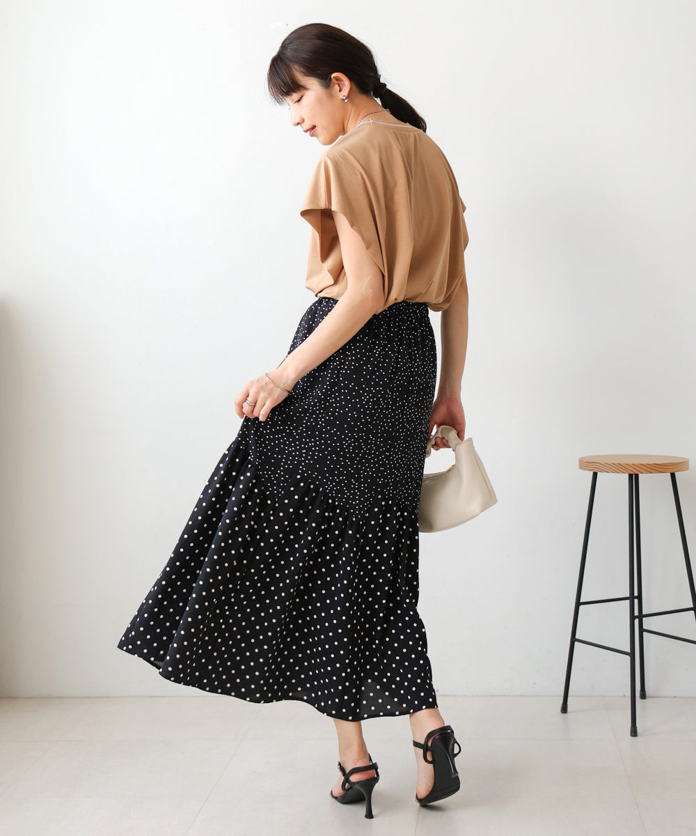 【WEB限定】ドットコンビギャザースカート
