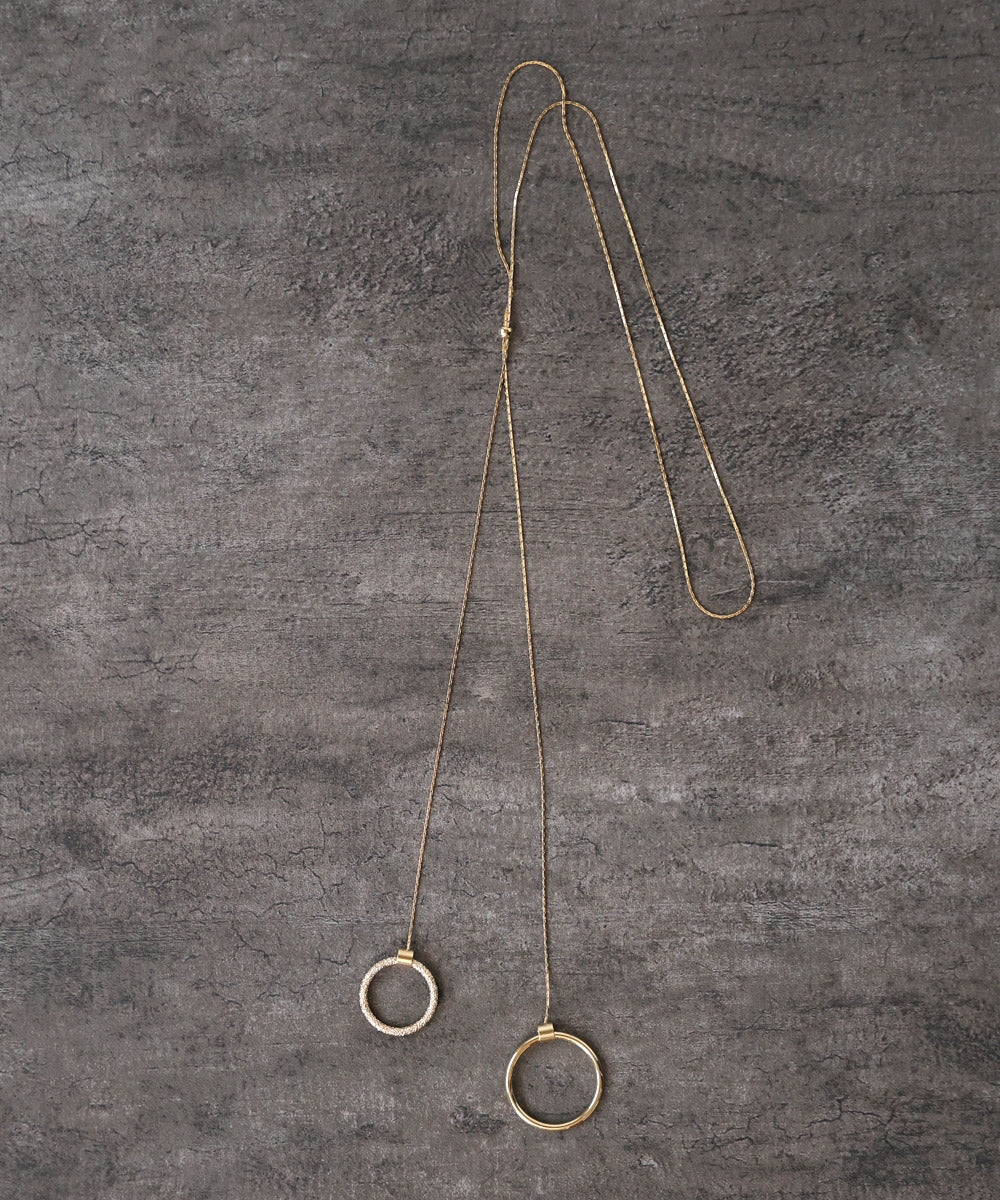 Wリングロングネックレス【メール便280円】