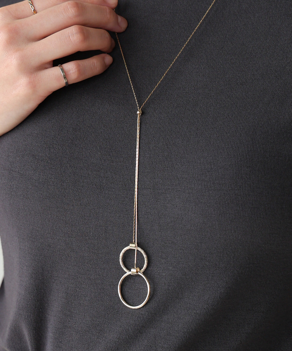 Wリングロングネックレス【メール便280円】