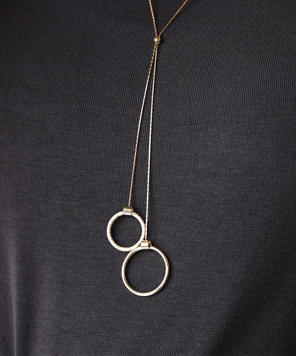 Wリングロングネックレス【メール便280円】