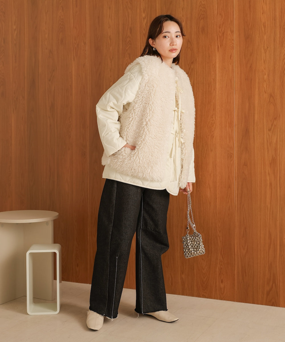 ファーセットキルティングコート