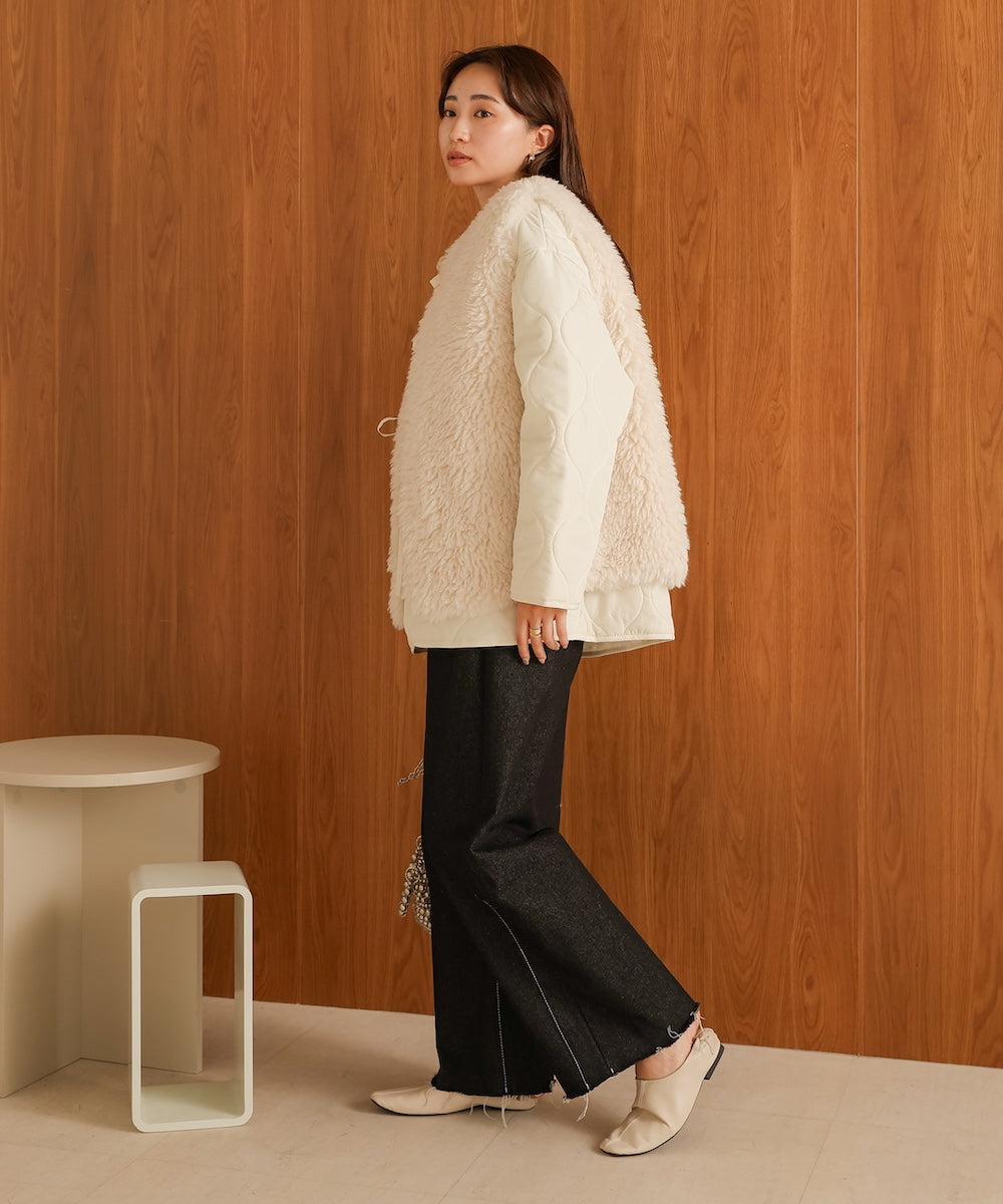 ファーセットキルティングコート