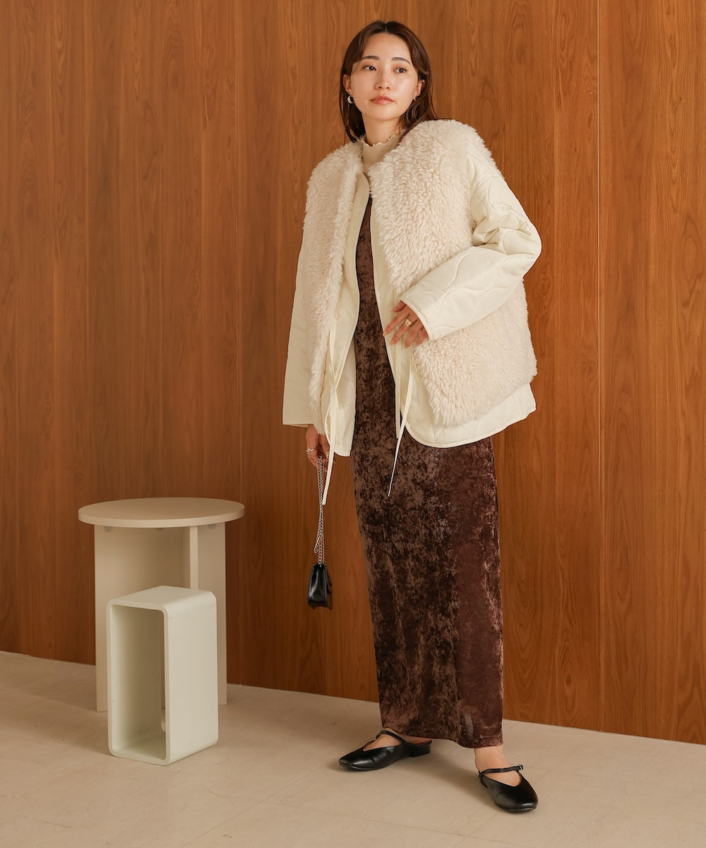 ファーセットキルティングコート