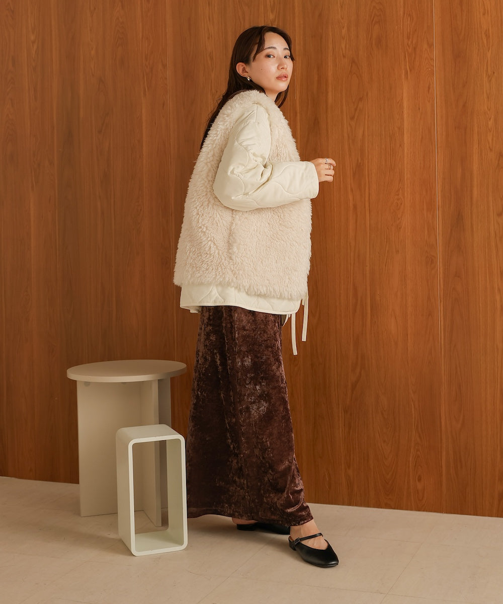 ファーセットキルティングコート