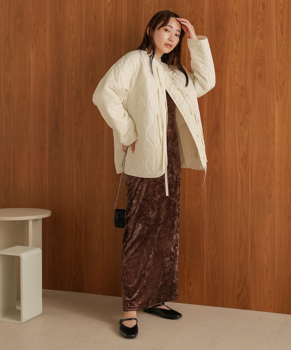 ファーセットキルティングコート