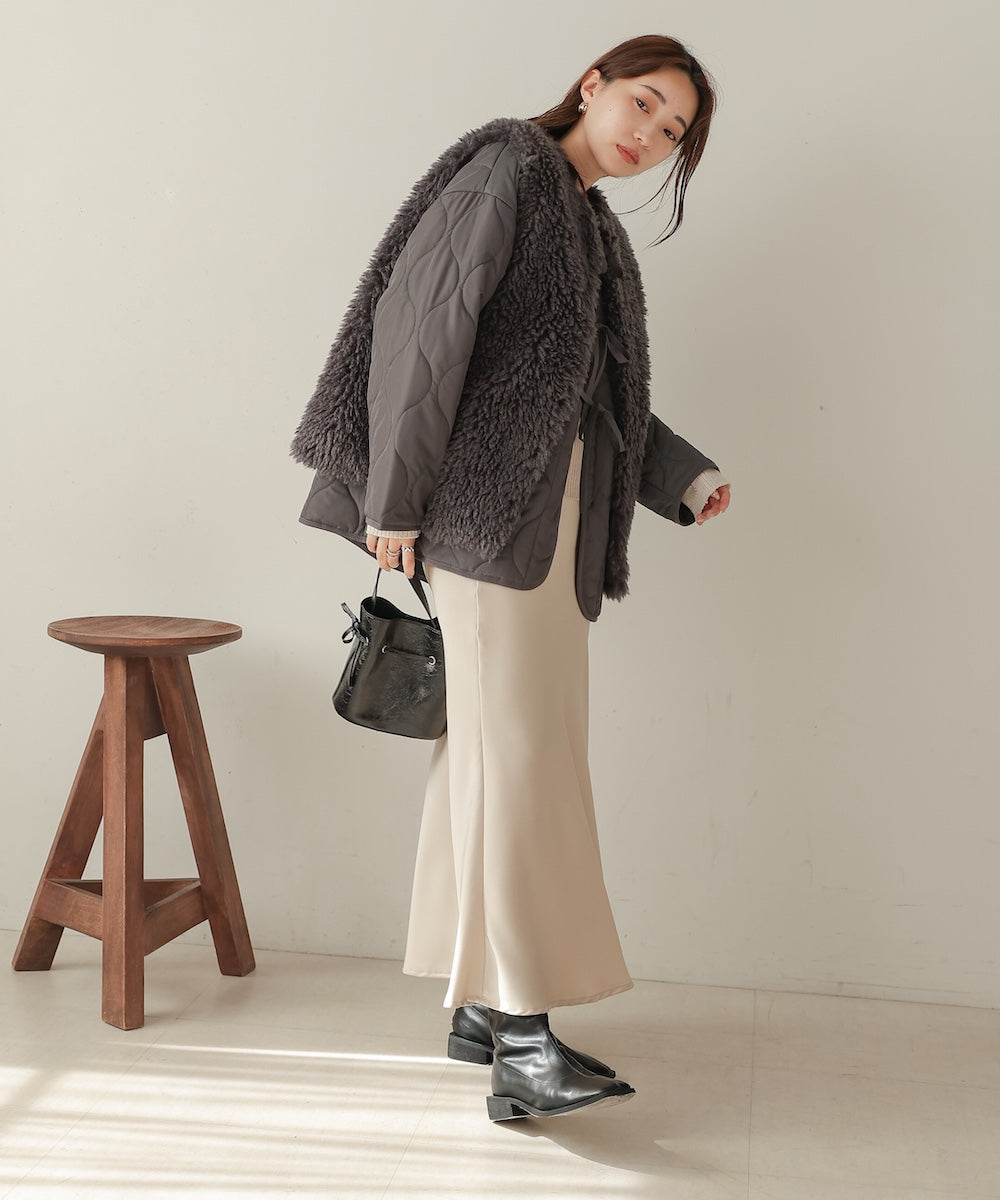 ファーセットキルティングコート