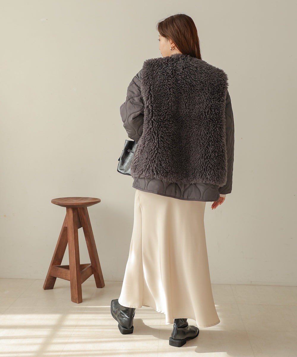 ファーセットキルティングコート