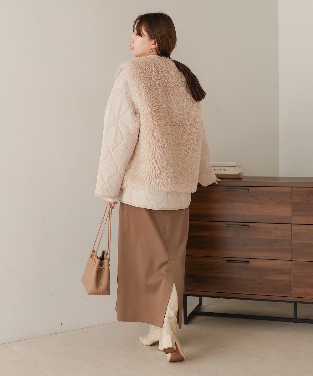 ファーセットキルティングコート