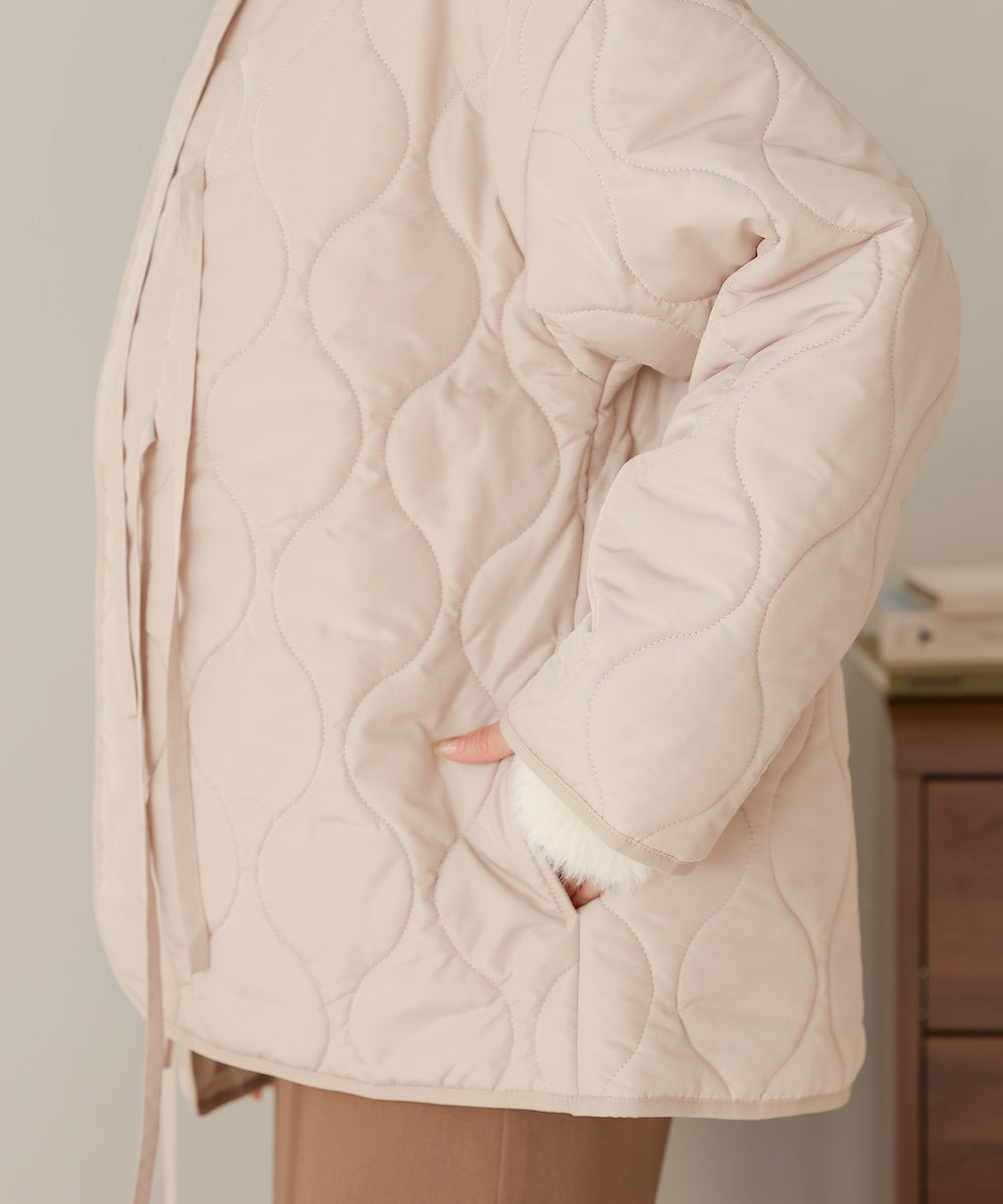 ファーセットキルティングコート