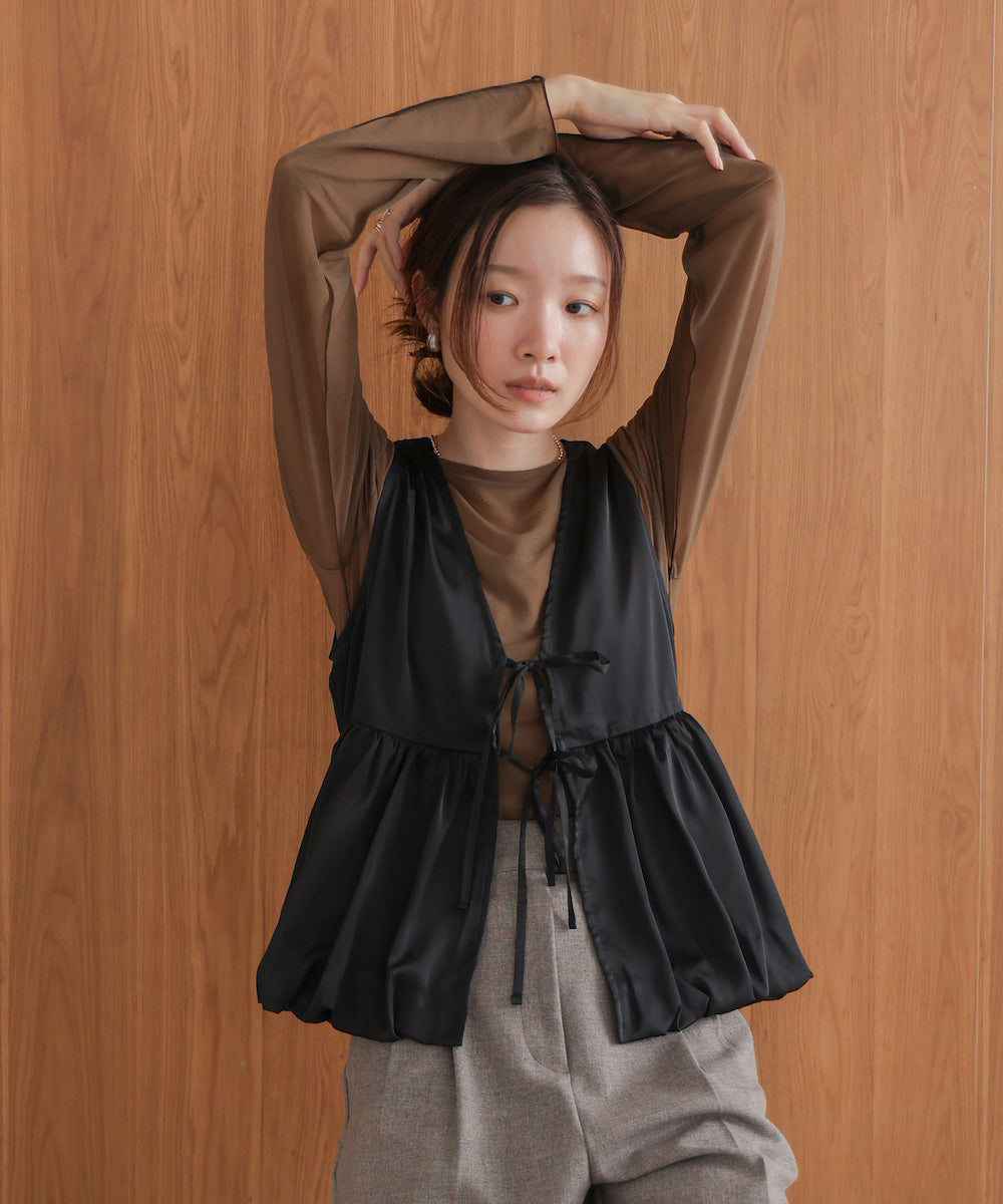 【前後2WAY】サテンペプラムバルーンベスト